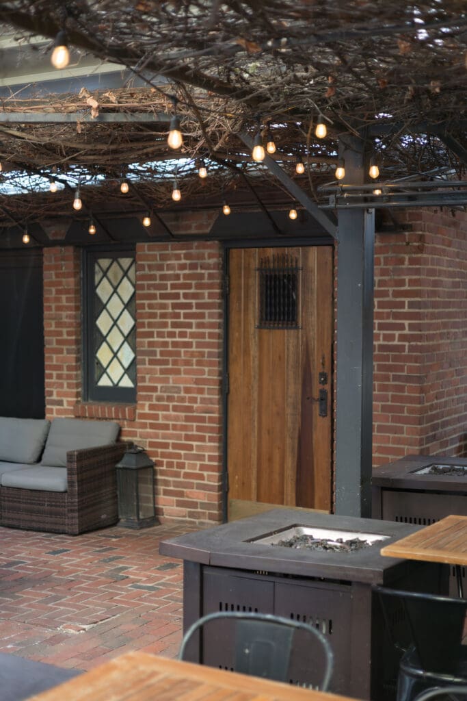 Garden patio at Tabard Inn Washington DC ideal for rehearsal dinners and small wedding receptions