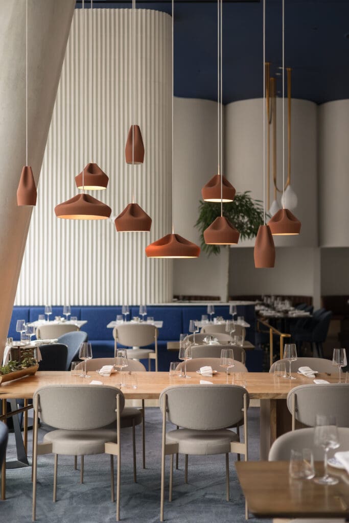 Imperfecto restaurant interior in Washington DC modern wedding reception venue with sculptural design
