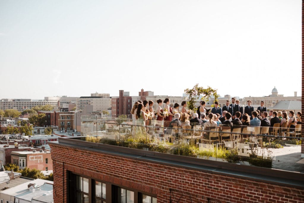 A unique wedding at The LINE DC featuring a converted church space with artistic and modern design