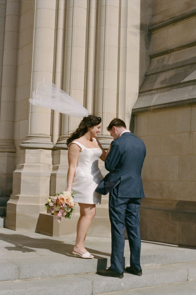 Editorial style wedding portraits at the Washington National Cathedral