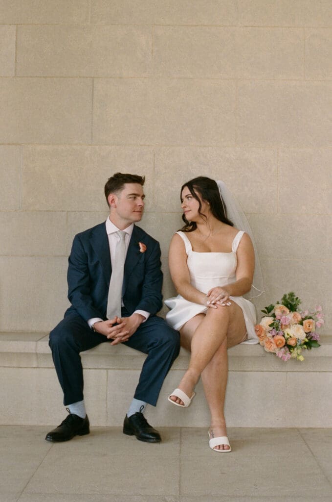 Editorial style wedding portraits at the Washington National Cathedral