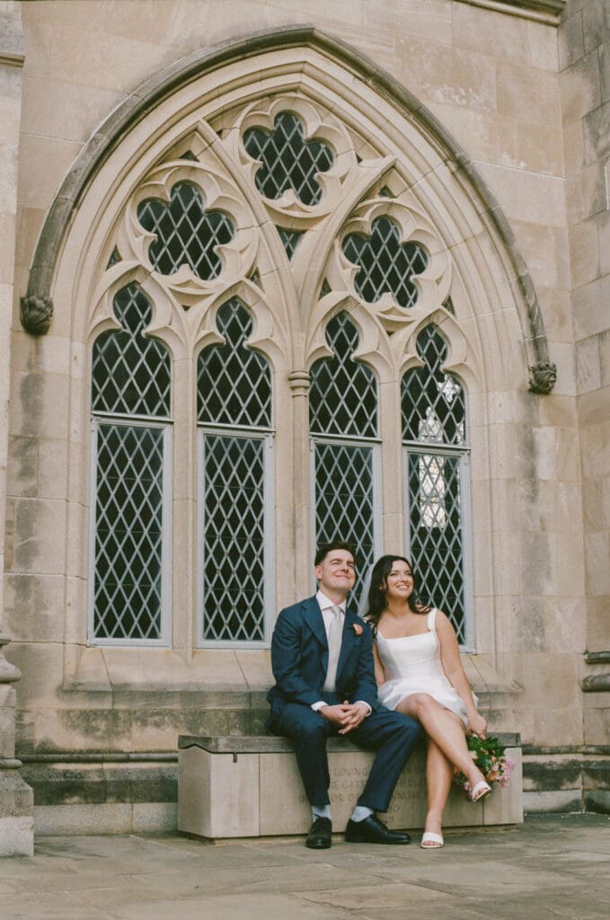 Romantic spring wedding portraits at the National Cathedral gardens