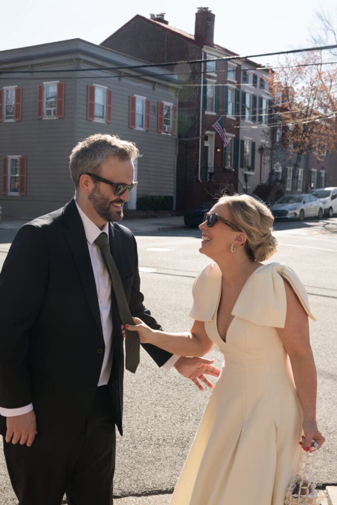 Romantic waterfront engagement photos in Alexandria Old Town