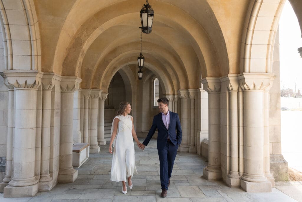 Romantic engagement session at Washington National Cathedral and Bishop’s Garden