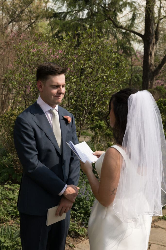 Intimate spring wedding ceremony at the Washington National Cathedral in DC