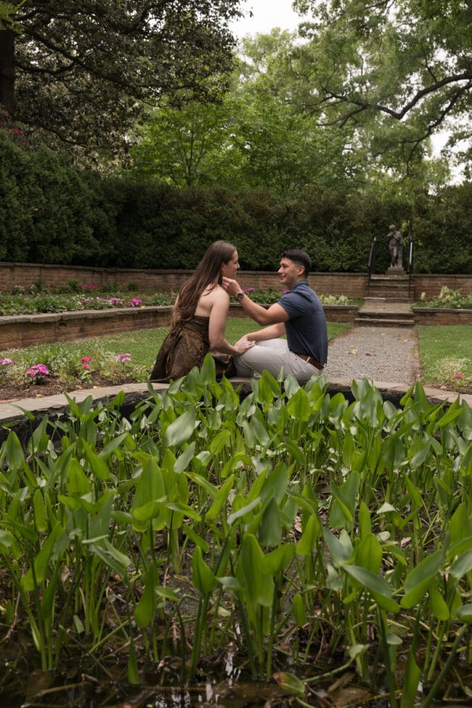 Romantic portrait of a married couple at Agecroft Hall & Gardens