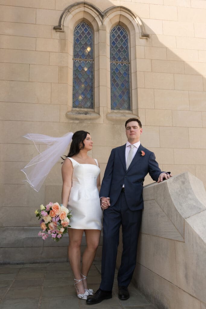 Romantic spring wedding portraits at the National Cathedral gardens