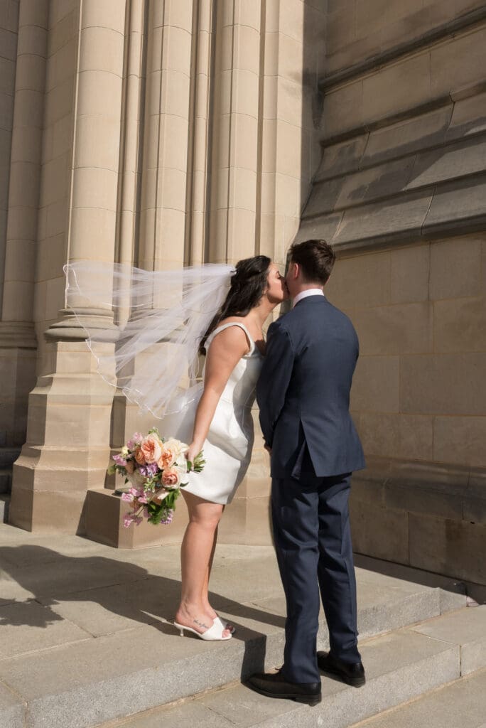 Editorial style wedding portraits at the Washington National Cathedral