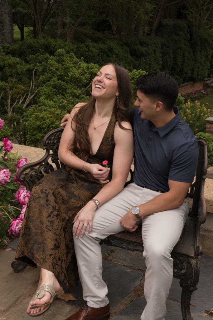 Elegant couple's portrait session at Agecroft Hall in Richmond VA