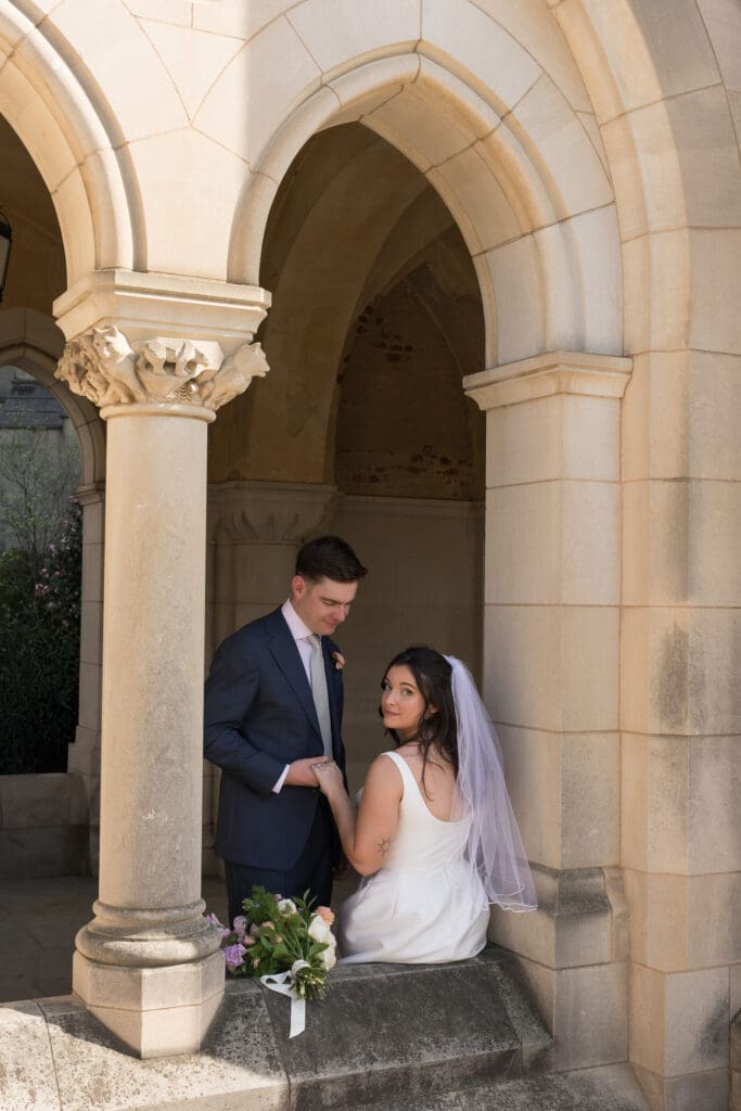 Editorial style wedding portraits at the Washington National Cathedral