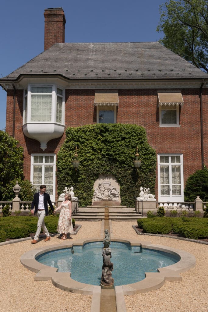 Elegant engagement portraits at Hillwood Estate, Museum & Gardens in Washington DC