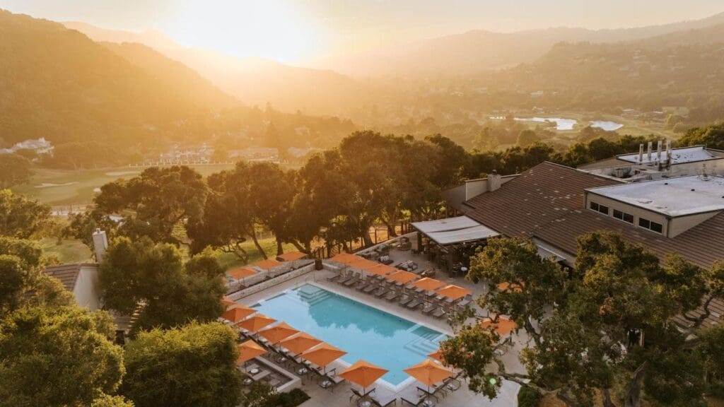 Expansive hillside wedding ceremony at Carmel Valley Ranch California