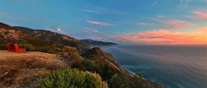 Peaceful monastery overlooking the Pacific Ocean in Big Sur