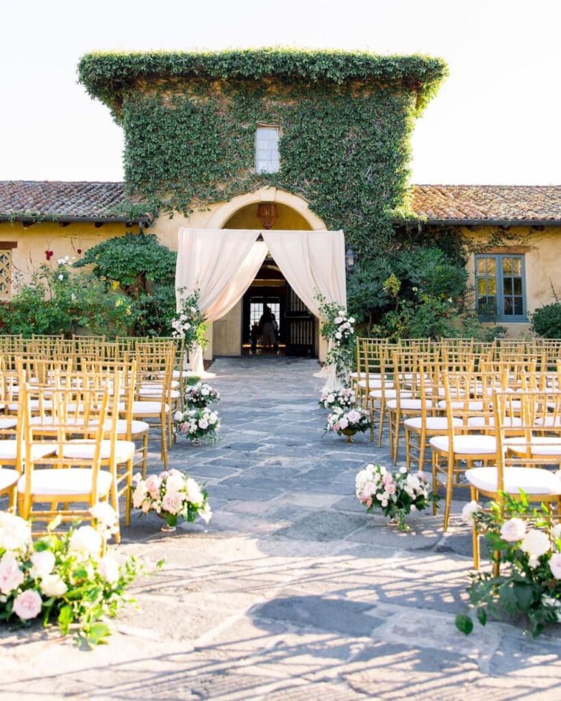 Spanish-style courtyard wedding venue at The Club at Pasadera Monterey